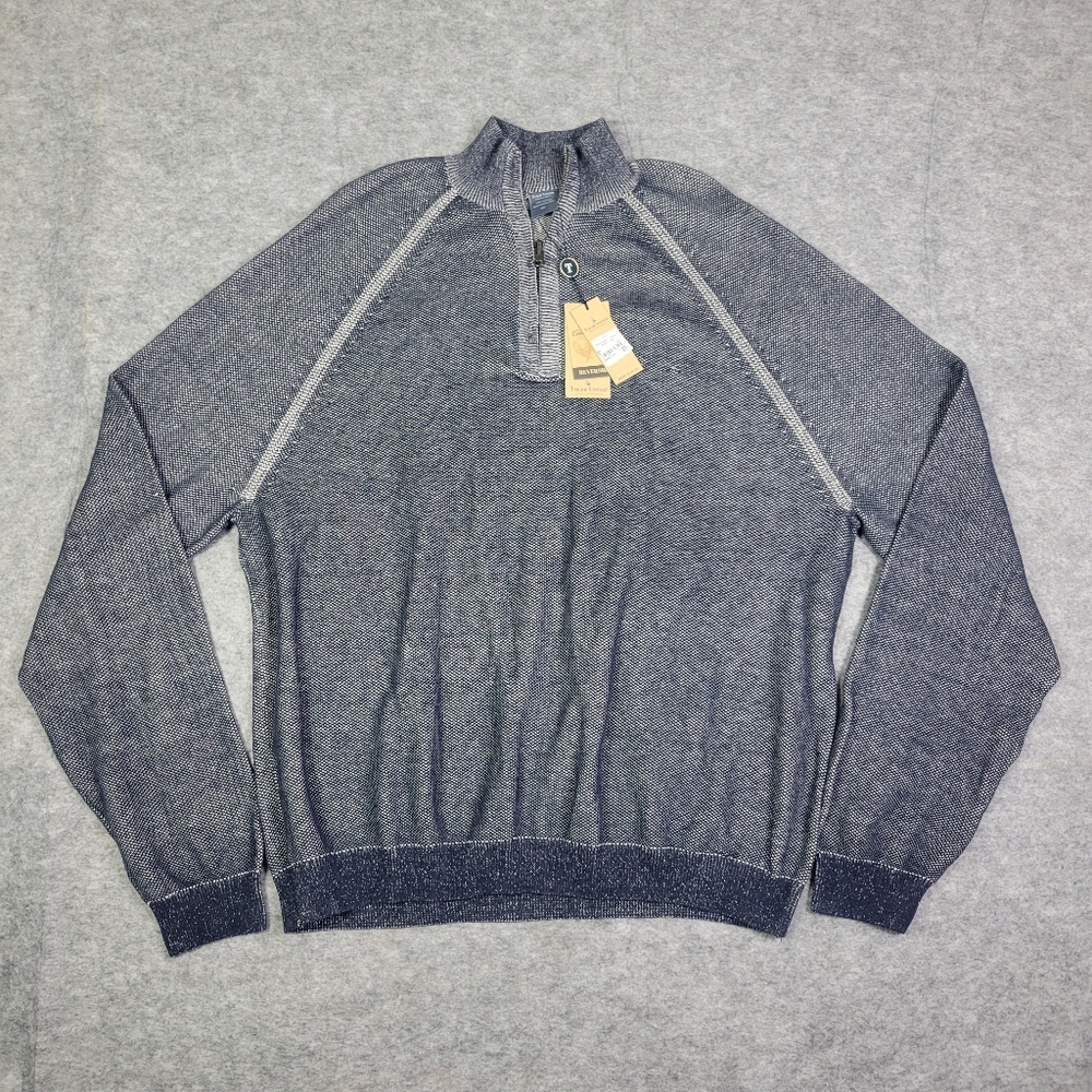NWT Tailor Vintage 1/4 Zip Knit Reversible Navy Pullover Men Size XXL